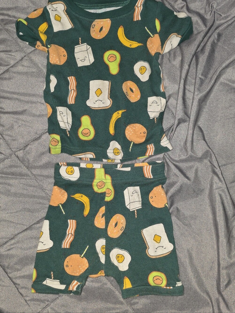 Old Navy Dark Green Kids Breakfast Pajama Set 12-18 Months